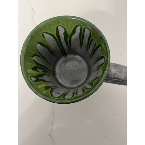 Studio Art Hand thrown Mug Green/Gray Painted, Glazed 16 oz. - Picture 4 of 5